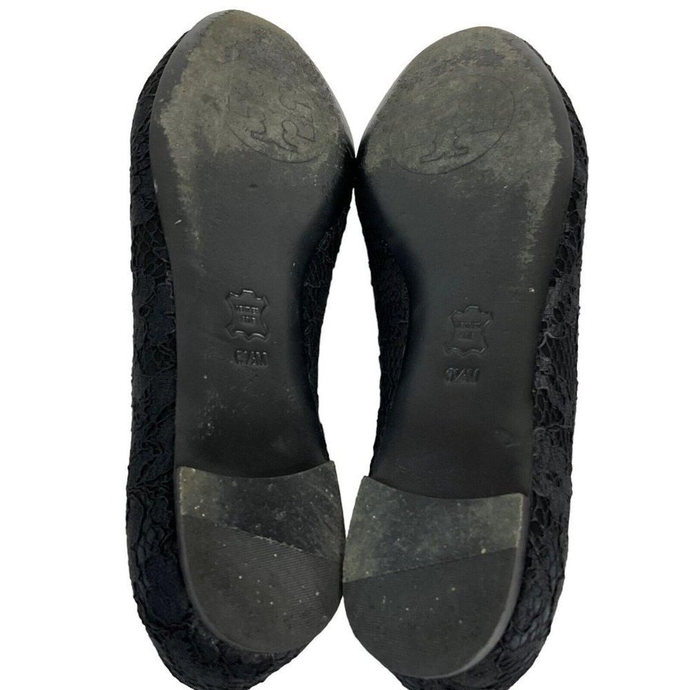 Tory Burch Shoes Womens Sz 6.5 Blk Chandra Loafer Satin + Fabric Lace Flat - Picture 11 of 16